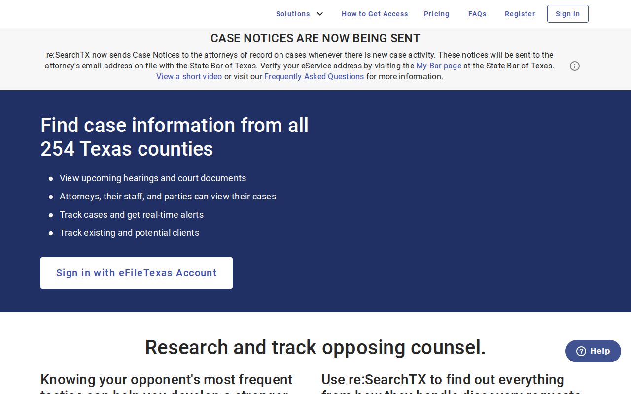 Carson County case search access through re:SearchTX