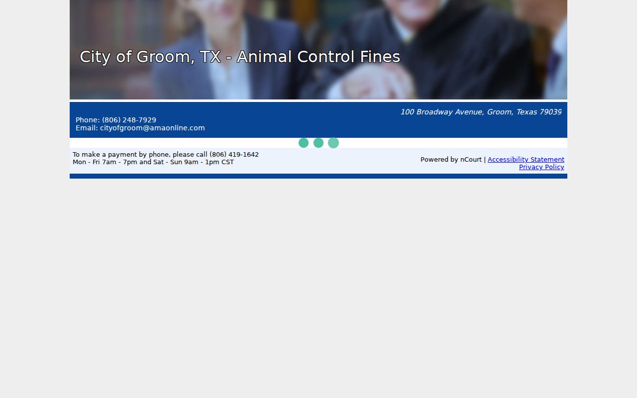 Groom court docket animal control citation payment fields