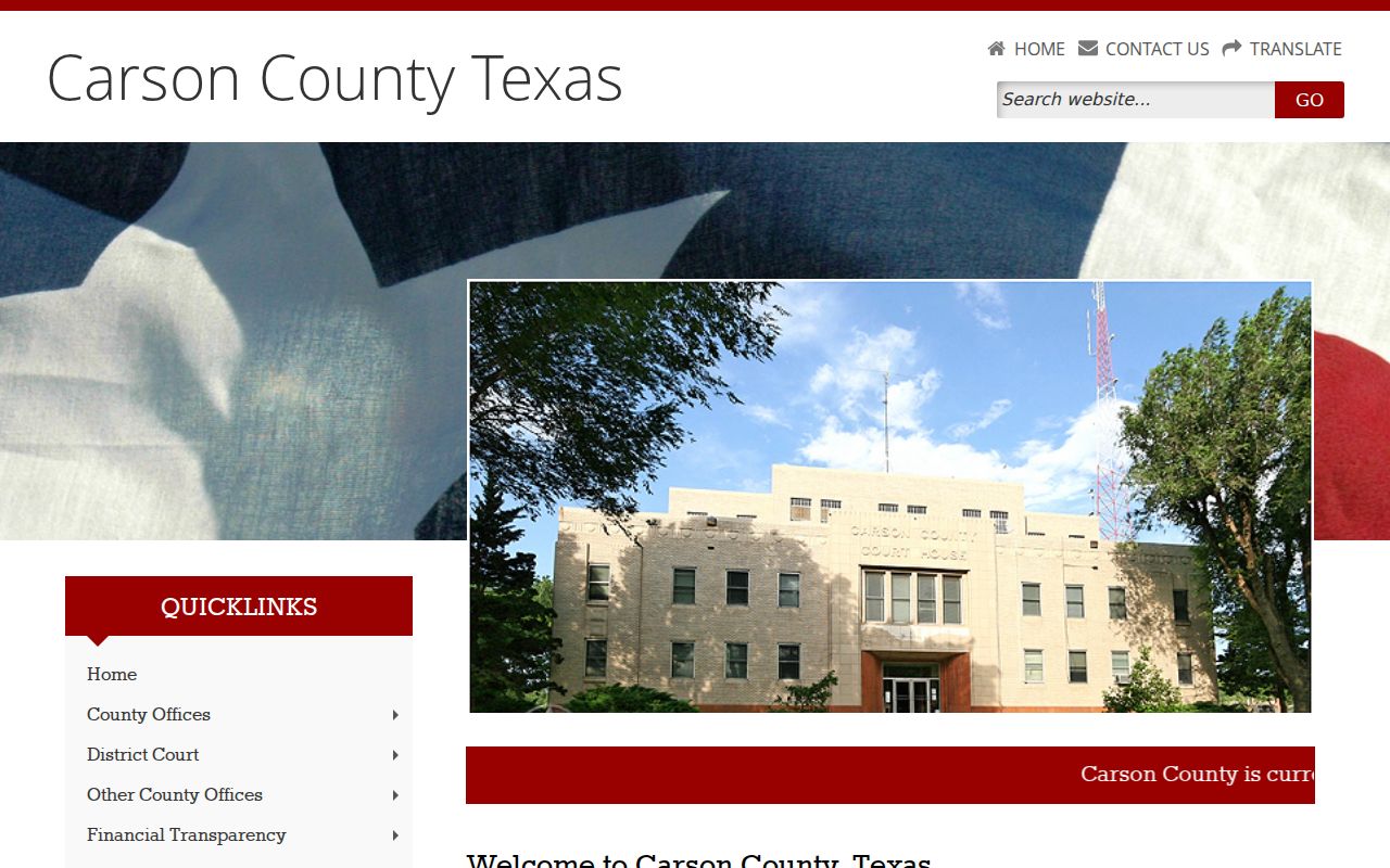Official Carson County courthouse homepage with public contact information